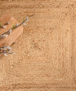 Jute vloerkleed vierkant - Boho & me - naturel - close up