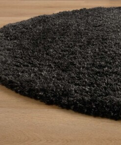Ovaal hoogpolig vloerkleed - Cozy Shaggy - antraciet - close up, thumbnail
