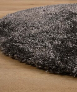 Ovaal hoogpolig vloerkleed velours - Posh grijs - close up, thumbnail