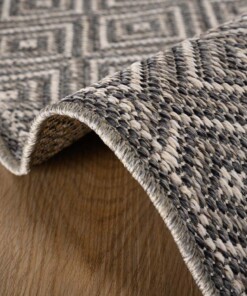 Rond buitenkleed ruiten Sunny Gem - grijs - close up, thumbnail Rond buitenkleed ruiten Sunny Gem - grijs - close up, thumbnail