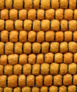 Wollen vloerkleed strepen Lett - okergeel/grijs - close up, thumbnail Wollen vloerkleed strepen Lett - okergeel/grijs - close up, thumbnail