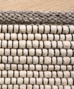 Wollen vloerkleed strepen Lett - okergeel/grijs - close up, thumbnail Wollen vloerkleed strepen Lett - okergeel/grijs - close up, thumbnail