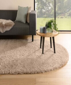 Ovaal hoogpolig vloerkleed - Cozy Shaggy - beige - sfeer