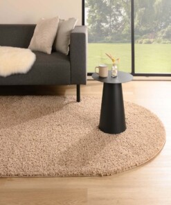 Ovaal hoogpolig vloerkleed shaggy Trend effen - beige - sfeer, thumbnail