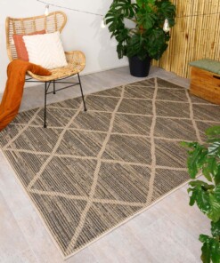 Jute buitenkleed ruiten Sunny - naturel - sfeer