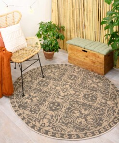 Rond buitenkleed Sunny Oriental - beige/zwart - sfeer