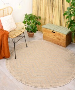 Rond jute buitenkleed Sunny Contour - naturel - sfeer