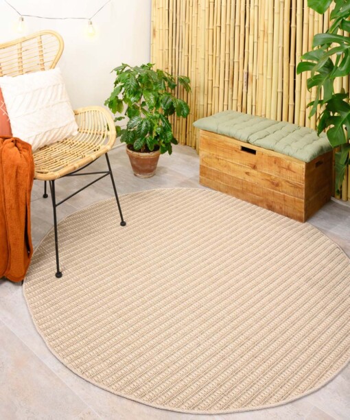 Rond jute buitenkleed Sunny - naturel - sfeer
