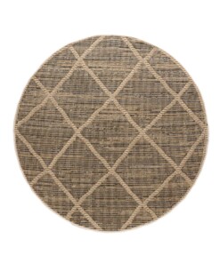 Rond jute buitenkleed ruiten Sunny - naturel - overzicht