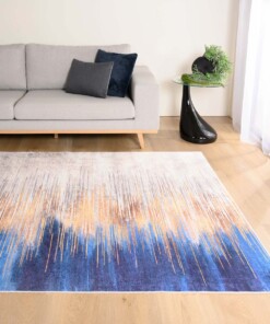 Modern vloerkleed wasbaar - Moderna goud/blauw - sfeer