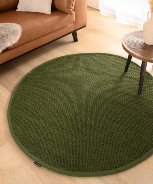 Rond wollen vloerkleed Lett - groen - sfeer