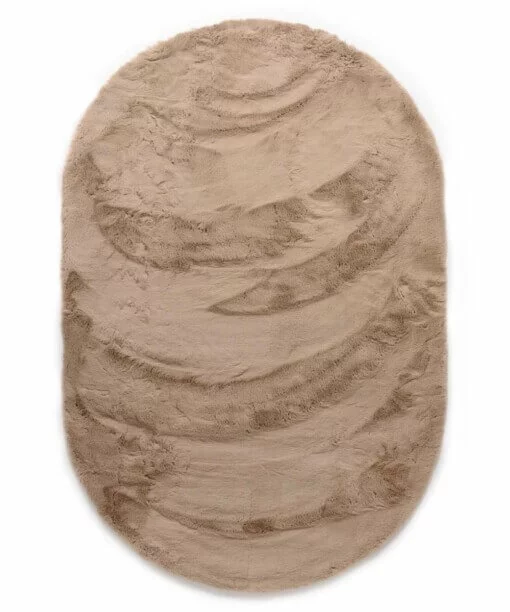 Ovaal hoogpolig vloerkleed - Comfy plus - taupe - overzicht