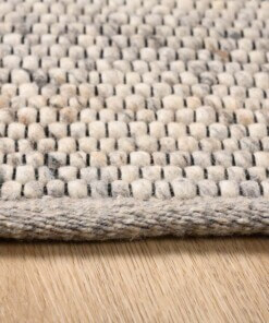 Wollen vloerkleed vierkant - Lett lichtgrijs - close up, thumbnail Wollen vloerkleed vierkant - Lett lichtgrijs - close up, thumbnail