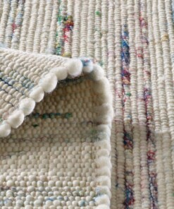Wollen vloerkleed - Bokn wit/multi - close up vouw, thumbnail Wollen vloerkleed - Bokn wit/multi - close up vouw, thumbnail