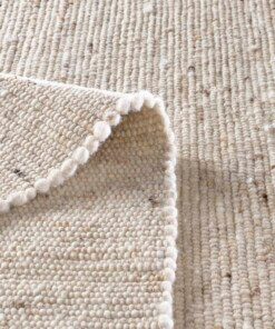 Wollen vloerkleed - Bokn crème/beige - close up vouw, thumbnail