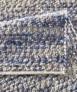 Wollen vloerkleed - Ursule blauw/crème - close up vouw, thumbnail Wollen vloerkleed - Ursule blauw/crème - close up vouw, thumbnail