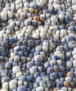 Wollen vloerkleed - Ursule blauw/crème - close up materiaal, thumbnail Wollen vloerkleed - Ursule blauw/crème - close up materiaal, thumbnail