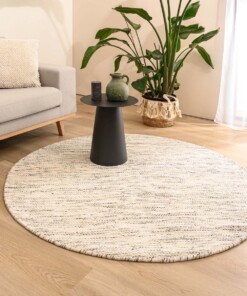 Rond wollen vloerkleed - Ulstein wit/zwart - sfeer
