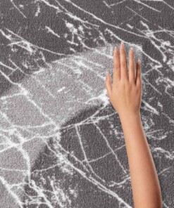 Rond wasbaar vloerkleed Marmer - Chloé grijs/wit - close up, thumbnail Rond wasbaar vloerkleed Marmer - Chloé grijs/wit - close up, thumbnail