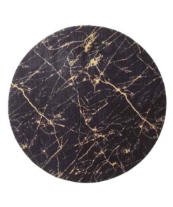 Rond wasbaar vloerkleed Marmer - Chloé zwart/goud - overzicht boven