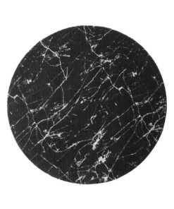 Rond wasbaar vloerkleed Marmer - Chloé zwart/wit - overzicht boven