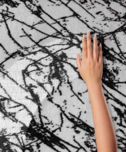 Wasbaar vloerkleed Marmer - Chloé wit/zwart - close up, thumbnail