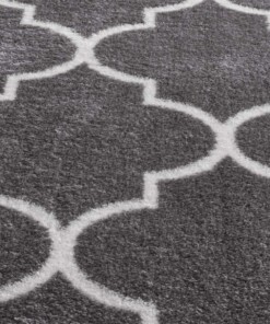 Wasbaar vloerkleed - Trellis donkergrijs/wit - close up materiaal, thumbnail