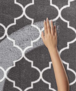 Wasbaar vloerkleed - Trellis donkergrijs/wit - close up materiaal, thumbnail