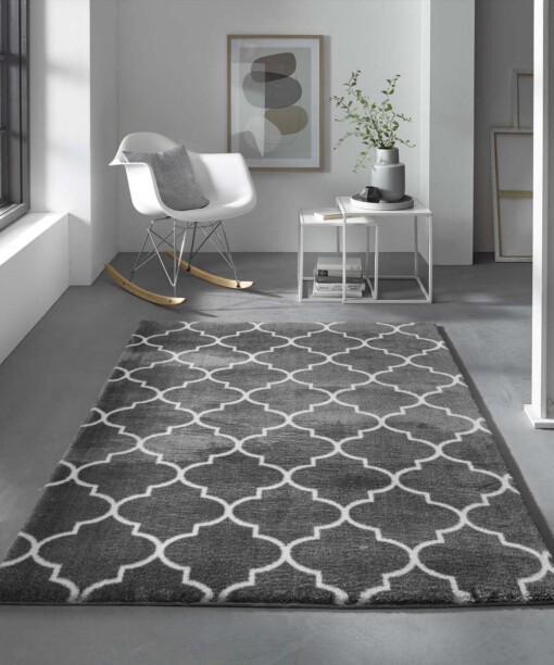 Wasbaar vloerkleed - Trellis donkergrijs/wit - sfeer