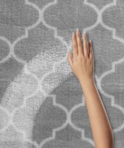 Wasbaar vloerkleed - Trellis lichtgrijs/wit - close up materiaal, thumbnail