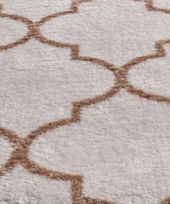 Wasbaar vloerkleed - Trellis wit/bruin - close up materiaal, thumbnail