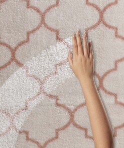 Wasbaar vloerkleed - Trellis wit/roze - close up materiaal, thumbnail