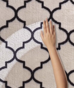 Wasbaar vloerkleed - Trellis wit/zwart - close up materiaal, thumbnail Wasbaar vloerkleed - Trellis wit/zwart - close up materiaal, thumbnail