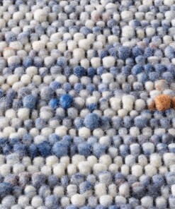 Wollen vloerkleed - Thora blauw/crème - close up materiaal, thumbnail