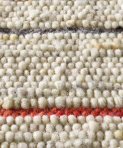 Wollen vloerkleed strepen - Jarl crème/rood - close up materiaal, thumbnail Wollen vloerkleed strepen - Jarl crème/rood - close up materiaal, thumbnail