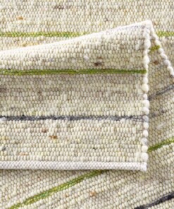Wollen vloerkleed strepen - Jarl crème/groen - close up vouw, thumbnail Wollen vloerkleed strepen - Jarl crème/groen - close up vouw, thumbnail