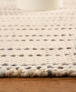 Wollen vloerkleed - Verdal crème/grijs - close up zijkant, thumbnail