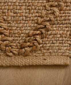 Jute vloerkleed ruiten - Forde naturel - close up hoek, thumbnail