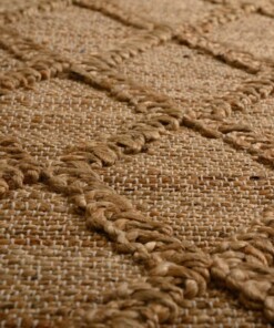 Jute vloerkleed ruiten - Forde naturel - close up, thumbnail