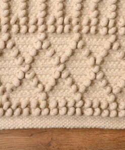 Katoen vloerkleed geometrisch - Nordland ivoor - close up materiaal, thumbnail