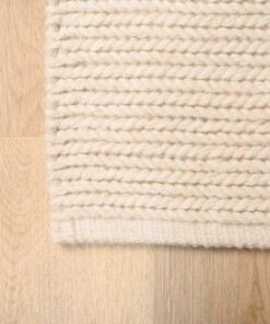 Wollen vloerkleed - Narvik wit - close up hoek, thumbnail