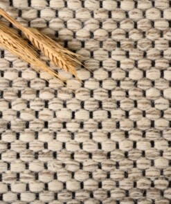 Wollen vloerkleed - Odda wit/taupe - close up materiaal, thumbnail