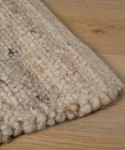 Wollen vloerkleed - Tinn grijs - close up hoek, thumbnail
