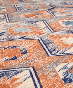 Bohemian vloerkleed wasbaar - Moderna blauw - close up materiaal, thumbnail Bohemian vloerkleed wasbaar - Moderna blauw - close up materiaal, thumbnail