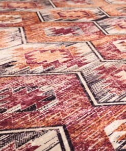 Bohemian vloerkleed wasbaar - Moderna rood - close up materiaal, thumbnail