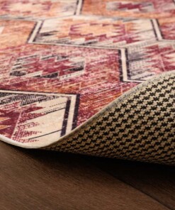 Bohemian vloerkleed wasbaar - Moderna rood - close up vouw, thumbnail