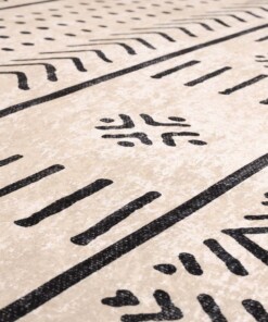 Bohemian vloerkleed wasbaar - Moderna wit/zwart - close up materiaal, thumbnail