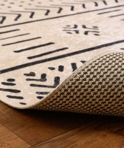 Bohemian vloerkleed wasbaar - Moderna wit/zwart - close up vouw, thumbnail