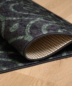 Keukenloper wasbaar - Circles zwart/groen - close up vouw, thumbnail Keukenloper wasbaar - Circles zwart/groen - close up vouw, thumbnail