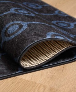 Keukenloper wasbaar - Connect the dots - blauw/zwart - close up vouw, thumbnail